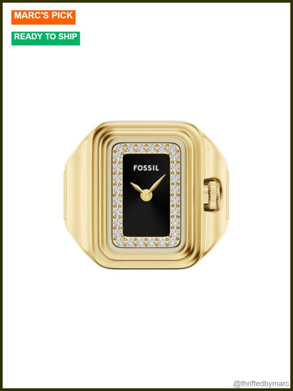 Fossil Raquel Two-Hand Gold-Tone Stainless Steel Watch Ring